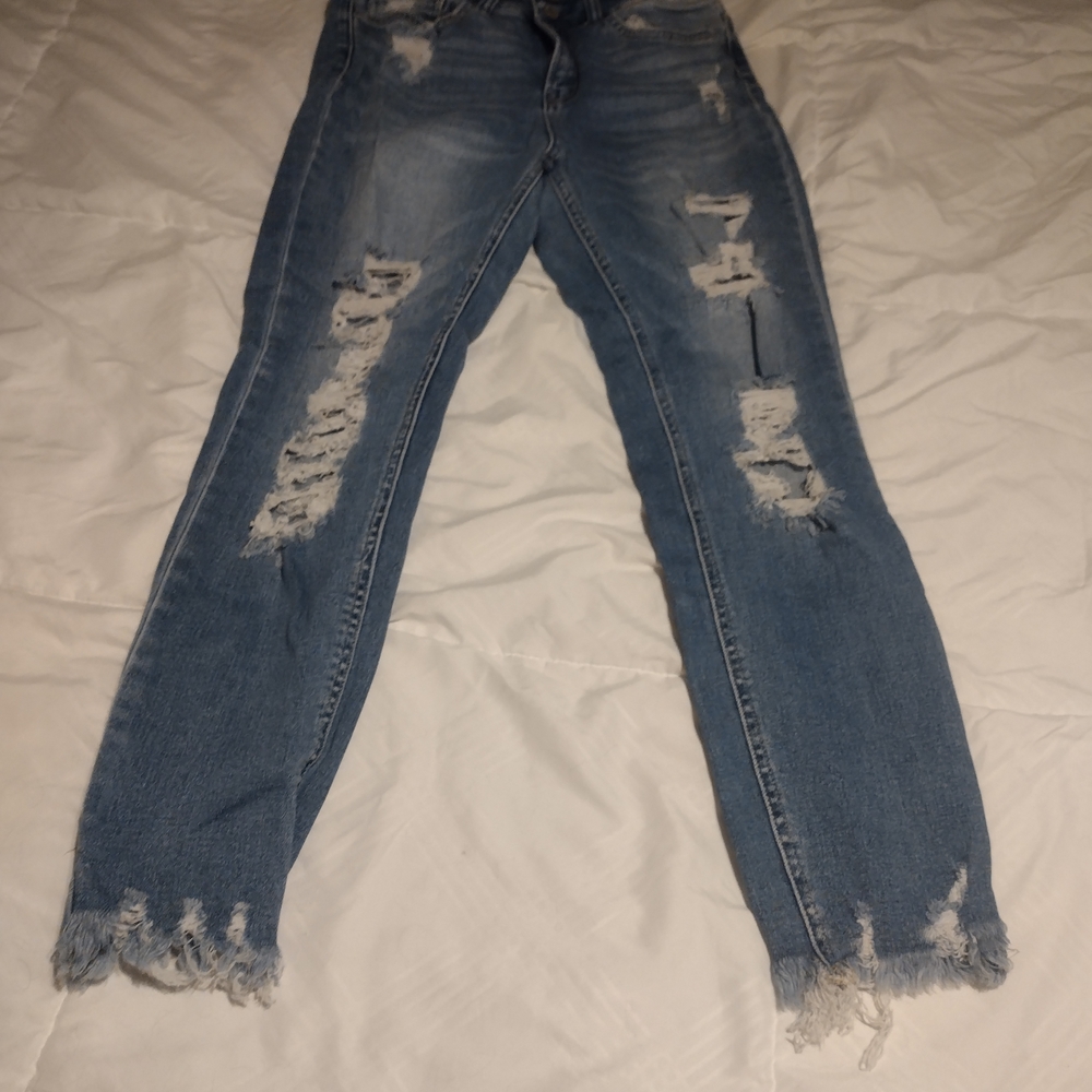 Distressed Blue Jeans